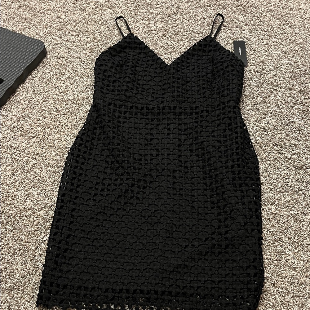 Lulu's Black Textured Mini Dress